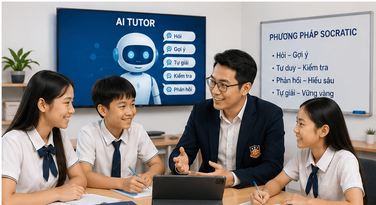 Học sinh học cùng AI tutor theo phương pháp Socratic