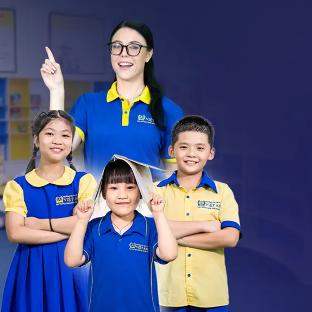 Học sinh lớp 1 Trường Việt Anh học tiếng Anh cùng giáo viên bản ngữ