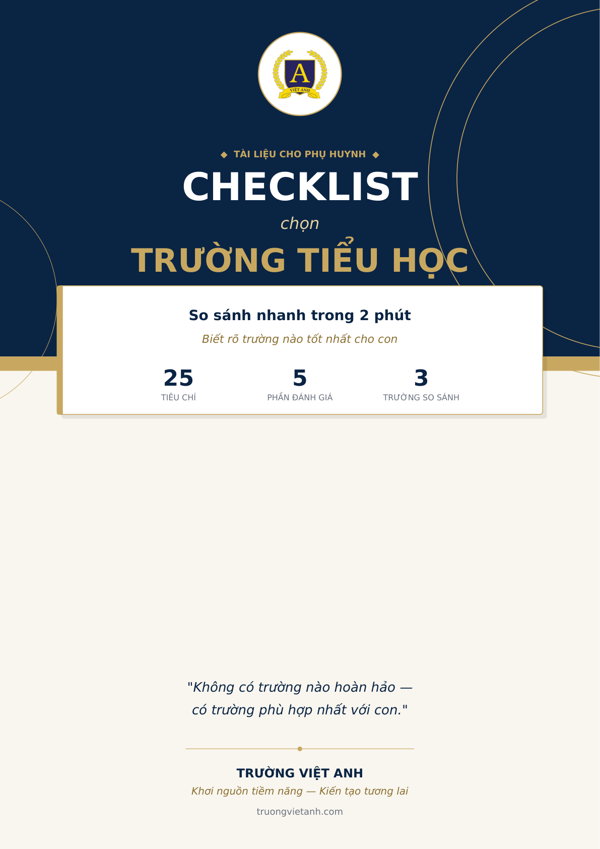 Checklist Chọn Trường Tiểu Học - Trường Việt Anh